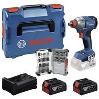 Bosch smūginis suktuvas rinkinys 0615A500DY, 18V, 285Nm, 2x5.0Ah, 31 antgaliai, įkroviklis, L-BOXX