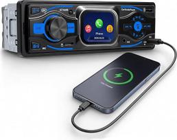1 DIN „Bluetooth“ automobilių radijas su FM/USB/AUX/TF jungtimis, dviguba „Bluetooth“ funkcija, ekvalaizeris, SWC, „Type-C“ jungtis