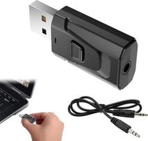 1 vnt. USB „Bluetooth 5.0“ adapteris su 3,5 mm „Aux“ jungtimi, „4-in-1“ automobilinis „Bluetooth Aux“ adapteris, juodas belaidis garso siųstuvas-imtuvas, „Plug and Play“ „Bluetooth“ siųstuvas, skirtas televizoriui, kompiuteriui ir garsiakalbiams