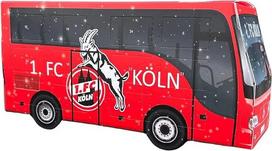 1. FC Köln Advento kalendorius „Team Bus“ 3D – 24 šokoladiniai saldainiai, 110 g – pieninis, baltasis ir tamsusis šokoladas – FC Köln Kalėdų kalendorius