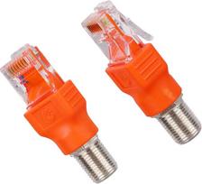 2 vnt. koaksialinio Ethernet adapterio, F tipo moteriškos jungties į RJ45 vyrišką jungtį, skirto kabelio testeriui arba tonerio ir zondo rinkiniui