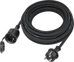 3 m ilgio lauko prailginimo kabelis, skirtas naudoti lauke, guminis maitinimo prailginimo kabelis su „Schuko“ kištuku, IP44 prailginimo kabelis, H07RN-F 3G 1,5 mm² kabelis, su apsauginiu dangteliu, 3500 W, 16 A, 250 V, juodos spalvos