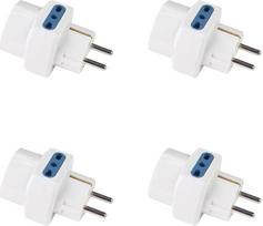 4 vnt. kelioninis kištukų adapteris, 2 apeinamieji lizdai 10 A/16 A + 1 universalus, prancūziškas/vokiškas kištukas 16 A 2P+T „Schuko“