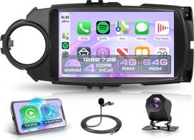 4G + 64G „Android“ automobilių radijas, skirtas „Toyota Yaris GRMN“ (2012–2017 m.) modeliams, su belaidžiu „CarPlay“, „Android Auto“, „CANbus“, 9 colių „Incell“ jutikliniu ekranu, GPS navigacija, „Wi-Fi“, „MirrorLink“, „Bluetooth“, FM/RDS/EQ/USB/SWC ir ga