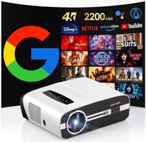 4K išmanusis projektorius namų kinui ir lauke su „Google TV“, 2200 ANSI liumenų, „Wi-Fi 6“ ir „Bluetooth“, „Dolby Audio“, HDR10, dienos šviesos projektorius, skirtas namų kinui, žaidimams ir biurui