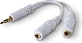 4sold (TM) baltos ausinės su 3,5 mm lizdo skirstytuvu – adapterio kabelis / ausinių skirstytuvas