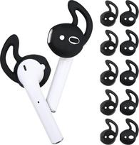 5 poros ausų kabliukų antgalių, minkšti silikoniniai ausų kabliukai „AirPods“, neslystantys sportiniai ausų įdėklai, suderinami su „AirPods“, ausinių priedai bėgimui, važiavimui dviračiu, bėgimui (juodi)