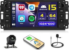 5G WiFi 4 + 64G „Android“ automobilių radijas, skirtas „Jeep Wrangler“, „Compass“, „Dodge Avenger“ ir „Challenger“ modeliams, su belaidžiu „CarPlay“, 7 colių IPS ekranu, navigacija, „Bluetooth 5.0“, „Android“ sistema, FM/RDS ir SWC atbulinės eigos kamera