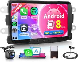 6G + 128G, 8 branduolių „Android“ automobilių radijas, skirtas „Dacia Logan“, „Dokker“, „Duster“, „Sandero“, „Lodgy“, „Renault Captur“ ir „Symbol“ modeliams. 8 colių automobilių radijas su „Android“ sistema, automobilių GPS navigacija, „Wi-Fi“, „Mirror Li