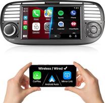 7 colių automobilių radijas su „CarPlay“ ir „Android Auto“ funkcijomis, skirtas 2008–2015 m. gamybos „FIAT 500“ automobiliams, juodos spalvos