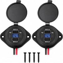 72 W USB įmontuojama rozetė 12 V/24 V, 4 prievadai su USB-C PD ir USB-A QC 3.0