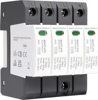 Apsaugos nuo viršįtampių įrenginys, 4 kontaktų, T1+T2 tipo SPD, AC 275 V, 20–50 kA, 4P, montuojamas ant DIN bėgelio, skirtas apsaugai nuo žaibo