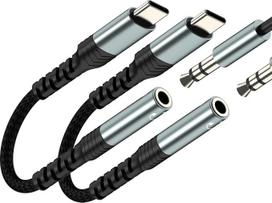 Ausinių lizdo adapteris (2 vnt. rinkinys) – USB-C, AUX, 3,5 mm garso DAC kabelis, skirtas „iPhone 17“, „16“, „15 Pro Max“ ir „Apple iPad“; suderinamas su „Samsung S26“; skirstytuvas, ausinių adapteris, raktas, keitiklis, kabelis, „Mini“