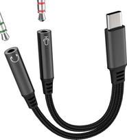 Ausinių lizdo adapteris, USB-C 3,5 mm garso „Aux“ skirstytuvas, C tipo, skirtas „iPhone 17“, „16“, „15“, „Pro Max“, „Apple“, „iPad“; suderinamas su „Samsung Galaxy S26“; kabelinis adapteris; automobilinė garso sistema; mikrofonas