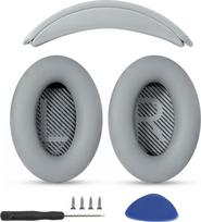 Ausų pagalvėlės + galvos juosta. Atsarginės ausų pagalvėlės, suderinamos su „Bose QuietComfort 45“ (QC45), „35“ (QC35), „QC35 II“ ausinėmis. Lengvai surenkamos savarankiškai. Dalyvės iš dirbtinės odos (šviesiai pilkos spalvos rinkinys)