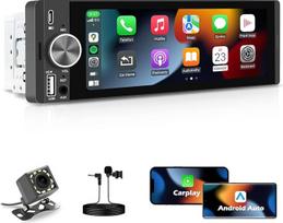 Automobilinis radijas su ekranu, vieno DIN dydžio, su belaidžiu „CarPlay“ ir „Android Auto“
