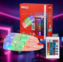 BRILONER – 30 m ilgio LED juosta su nuotolinio valdymo pultu, spalvingos RGB šviesos spalvos, lipni, LED juosta, kambario dekoravimas, žaidimai, juosta, vakarėlio dekoravimas, šviesos juosta, balta
