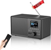 DAB+/DAB „Retro“ radijas su „Bluetooth 5.0“ ir nuotolinio valdymo pultu, nostalgiško dizaino su 2,4 spalvotu ekranu, dvigubas žadintuvas + 30 radijo stočių atminties vietų, USB/AUX, miego laikmatis, virtuvinis radijo žadintuvas