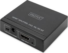 DIGITUS DS-45340 HDMI skirstytuvas 1x2 – Įėjimas: 1 prievadas, išėjimas: 2 prievadai – UHD 4K 30 Hz – HDCP 1.4 ir HDMI 1.4b – „Deep Color“, EDID perjungimas, ESD apsauga – juodos spalvos
