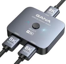 HDMI 2.1 komutatorius, „GANA“ 8K HDMI komutatorius-skirstytuvas „2 į 1 išėjimas“, palaiko 4K@120Hz, 8K@60Hz, greitaveikis 48Gbps aliuminis dvikryptis Ultra HD HDMI šakotuvas, suderinamas su PS5/4, „Apple TV“, „Fire Stick“