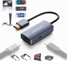 HDMI į USB-C adapteris, 4K@60Hz – HDMI šaltinis į USB-C ekraną, aliuminio korpusas, skirtas PS5, Xbox, Switch, nešiojamiesiems kompiuteriams, „Fire TV Cube“ bei AR akiniams „XREAL“, „Rokid“, „RayNeo“, „Viture“, nešiojamiesiems monitoriams ir projektoriams