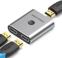 HDMI komutatorius „VENTION“ 2 į 1 išėjimų, aliuminis, 4K HDMI skirstytuvas, 1 į 2 HDMI komutatorius, palaiko dvikryptį HD 3D 1080p režimą, skirtas „Xbox“, „PS4“, HDTV, „Blu-Ray“, DVD grotuvams, monitoriams ir kt.