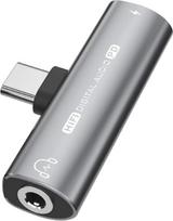 INF USB-C į 3,5 mm ausinių įkroviklio adapteris, skirtas įrenginiams su USB-C lizdu, palaiko muzikos atkūrimą, 5 cm, 1 vnt. adapteris (pilkos spalvos)
