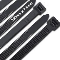 Kabelinės juostos 350 mm x 8 mm, atsparios UV spinduliams, ypač tvirtos kabelinės juostos, kurių tempimo stipris – 70 kg, pagamintos iš nailono, juodos spalvos, 100 vnt. pakuotėje