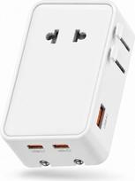 Kelioninis adapteris, tinkamas naudoti visame pasaulyje, kištukų tipai A/C/G/I, su USB-C, 20 WPD + 18 W QC