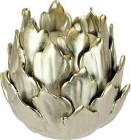 Keraminis žvakidė „Artichoke“ stulpinei žvakei, dekoratyvinė auksinė, skirta Advento vainikams, vainikų ir stalo dekoravimui, kūgio formos, su vandens lelijos ir lotoso motyvais, dekoratyvinis daiktas, dovana