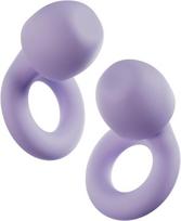 Silikoniniai ausų kamštukai, violetiniai, vieno žiedo, permatoma apvali dėžutė
