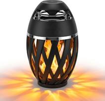 Lauko „Bluetooth“ garsiakalbis su liepsnos šviesa, belaidis LED stalo šviestuvas, IP65 atsparumas vandeniui, stereo garsas, skirtas terasai, sodui, kempingui; dovanos, gimtadienio dovana vyrams (be įdėklo strypo)
