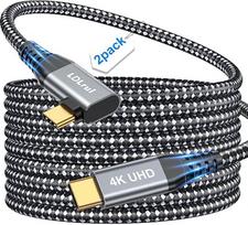 LDLrui [2 vnt. USB-C į USB-C vaizdo kabelis, 90° kampu, 1,8 m]