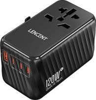 LENCENT 120 W universalus kelioninis adapteris su kištuku, tinkamu naudoti visame pasaulyje