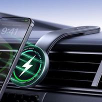 MAGIC JOHN – 15 W „Magsafe“ lankstus mobiliojo telefono laikiklis automobiliui, skirtas „Magsafe“ technologijai, mobiliojo telefono laikiklis automobiliui su įkrovimo funkcija, 180° reguliuojamas aliuminio lydinio laikiklis, skirtas „iPhone 16/15/14/13/12