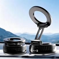 Magnetinis automobilinis laikiklis su vakuumine siurbtuvėle telefonams „Phone Holder Car N55“, galingas magnetas, sulankstoma metalinė rankena, reguliuojamas 360°, skirtas „MagSafe“, „iPhone 17“ ir kitiems išmaniesiems telefonams