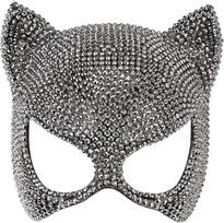 MIMIKRY „Catwoman“ kieta plastikinė suaugusiųjų kaukė su šikšnosparnio ir katės motyvais – kostiumo aksesuaras