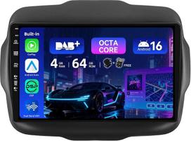 MSD [Įmontuotas DAB+] - „Android 15“ automobilių radijas, skirtas „Jeep Renegade“ (2015–2018 m.) modeliams, su GPS navigacija | „CarPlay“, „Android“, valdymas per vairo mygtukus, dviejų dažnių „Wi-Fi“, DSP | 4G + 64G, aštuonių branduolių procesorius, 2 DI