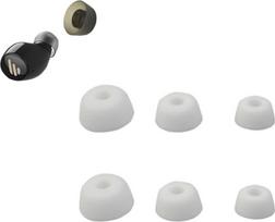 MYAYD 3 poros silikoninių ausinių antgalių, skirtų „Jabra Elite 75t/65t/Active/Sport Evolve“ ausinėms, silikoniniai ausų antgaliai ausinėms, triukšmą izoliuojantys, 3 skirtingi dydžiai (S/M/L), balti