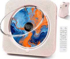 Nešiojamas CD grotuvas su „Bluetooth“, CD grotuvas su garsiakalbiu, rožinis