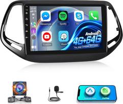 NHOPEEW 4+64G automobilių radijas, skirtas „Jeep Compass“ (2017–2020 m.) su „Wi-Fi“, GPS, DSP ir „CarPlay“