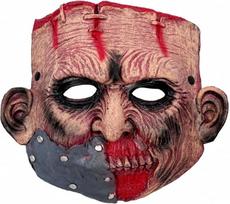 OIDEA „Zombie Chin Mask“ – Helovino kruvina, susiūta siaubo puskaukė, imituojanti odą
