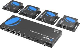 OREI 1 x 4 HDMI prailginimo skirstytuvas, keli išėjimai per vieną CAT6/7 kabelį, 1080P, su IR nuotolinio valdymo pultu, EDID valdymas, iki 50 m kilpos išėjimas, mažas vėlavimas, visiškas palaikymas