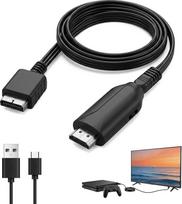 PS1/PS2 į HDMI adapterio kabelis, HD vaizdo ir garso keitiklio kabelis, „Plug and Play“, skirtas PS1/PS2 žaidimų konsolėms, HDTV projektoriams ir monitoriams