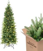 SALCAR dirbtinė Kalėdų eglutė, 150 cm, plona, pieštuko formos, su LED lemputėmis