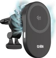SBS Qi2 25 W „MagSafe“ automobilinis įkroviklis, magnetinis telefono laikiklis automobiliui, laikiklis ant oro ventiliacijos angos, greitasis įkrovimas, USB-C maitinimo šaltinis, įkroviklis „iPhone“ ir „Android“ įrenginiams, juodos spalvos