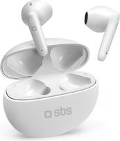 SBS „Twin Pure Drops“ triukšmo slopinimo ausinės su mikrofonu, visiškai belaidės, greitas įkrovimas, patogios visą dieną, baltos spalvos
