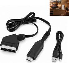 SCART į HDMI keitiklis, SCART į HDMI keitiklis 1080P adapteris su USB maitinimo kabeliu, vaizdo ir garso signalo keitiklis, skirtas HDTV, monitoriui ir projektoriui, suderinamas su VHS, DVD, STB, „Sky“, PS3, „Xbox“, „Blu-Ray“ ir senesniais įrenginiais