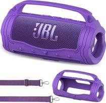 Silikoninis apsauginis dėklas, skirtas „JBL Flip 7“ garsiakalbiams, atsparus smūgiams nešiojimo dėklas su nuimamu peties diržu ir rankena, tik dėklas, be garsiakalbių (violetinis)
