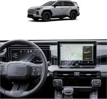 SKTU 4 vnt. ekrano apsaugų rinkinys, skirtas „Toyota RAV4 XA60“ 2026 m. modelio automobiliui: 10,5 colių navigacijos ekrano apsauginė plėvelė + 12,3 colių skaitmeninės prietaisų skydelio apsauginė plėvelė, 6H atsparumo įbrėžimams navigacijos ekrano apsaug